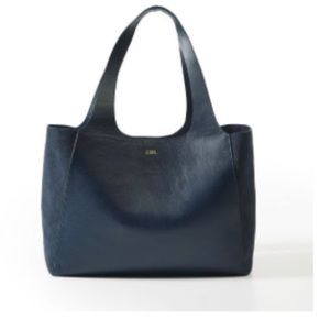 Mark & Graham Sutton Leather and Suede Tote in Navy